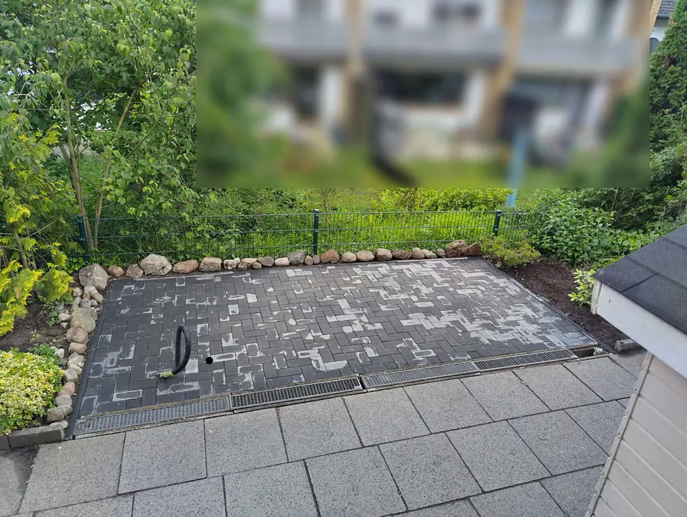 Finished paved front yard