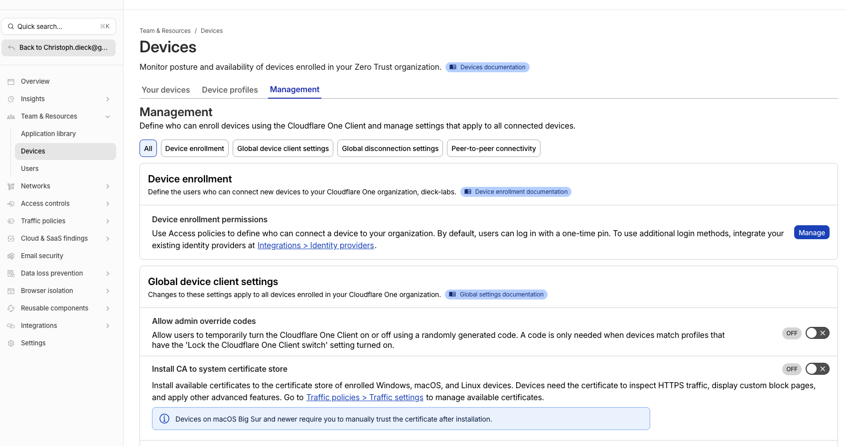 Device Enrollment rules under Teams & Devices