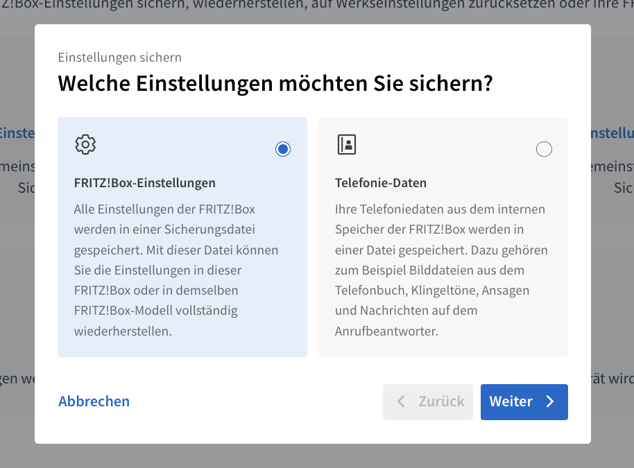 Sicherungsdatei erstellen