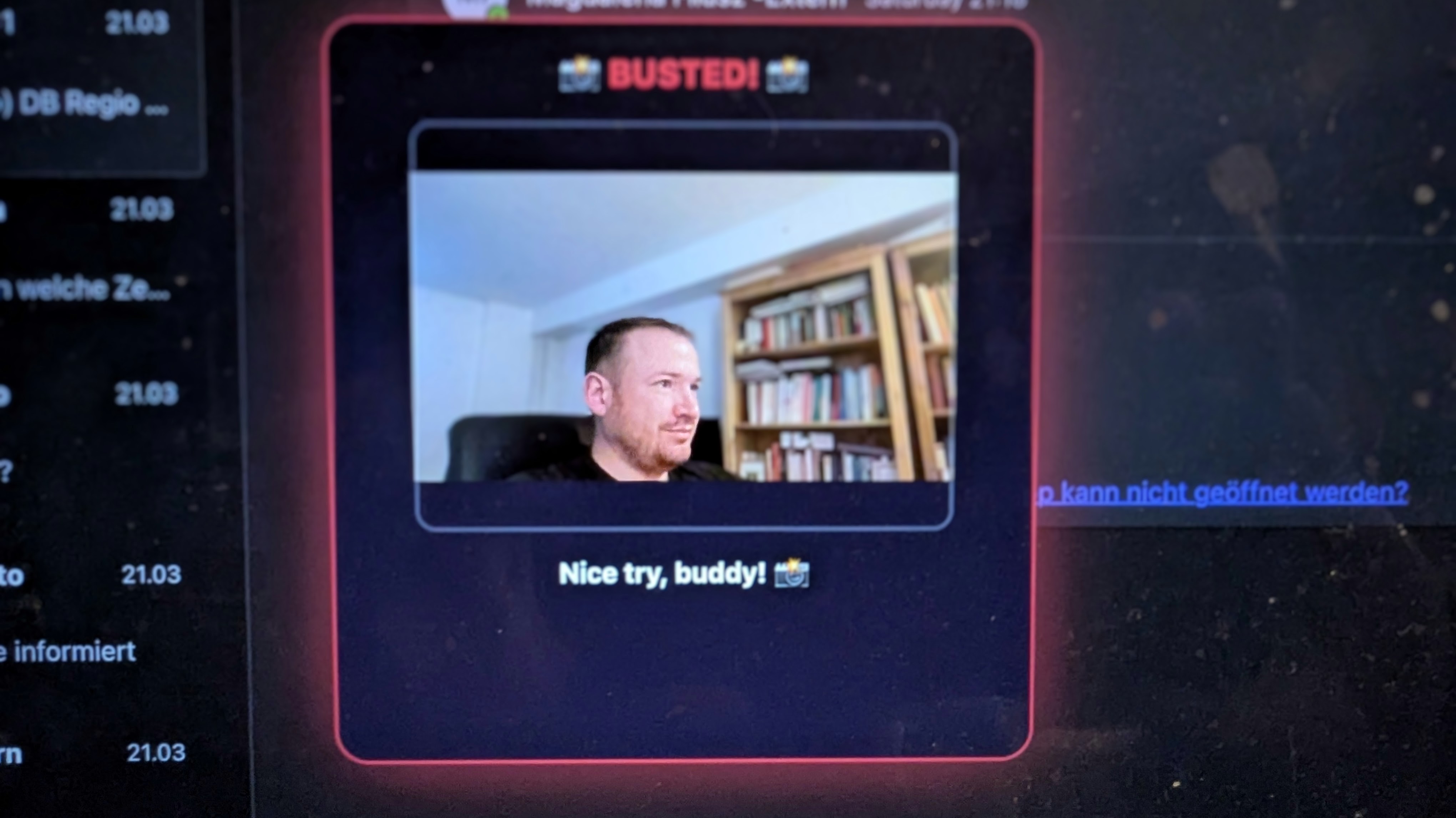 Webcam Prank mode capturing an intruder